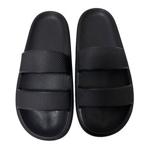 Victoria's Secret Pink DOUBLE STRAP PILLOW SLIDES Pure Black‎ Medium 7/8 VS135